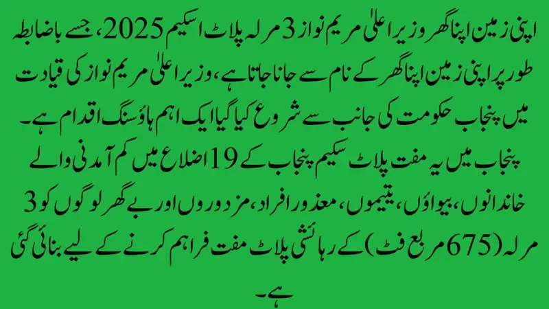 Apni-Zameen-Apna-Ghar-CM-Maryam-Nawaz-3-Marla-Plot-Scheme-2025